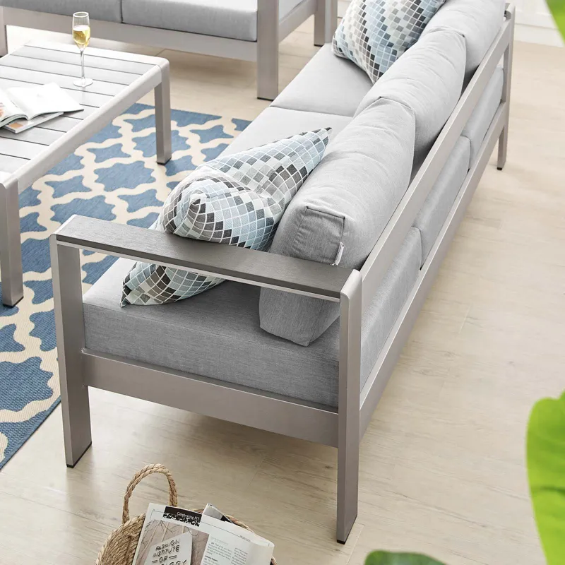 Shore Sunbrella Fabric Aluminum Outdoor Patio Sofa