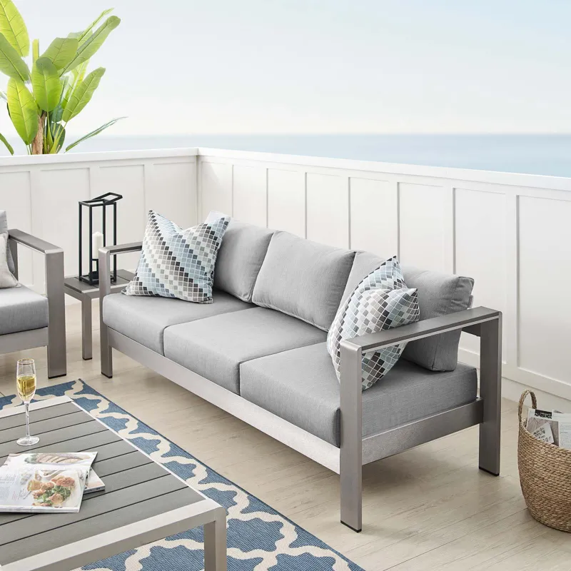 Shore Sunbrella Fabric Aluminum Outdoor Patio Sofa