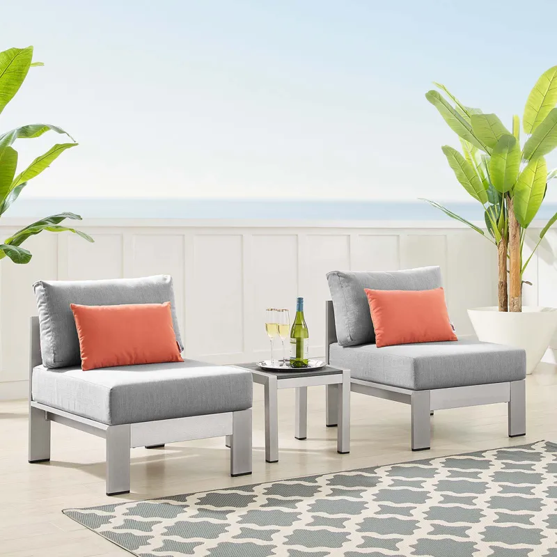 Shore Sunbrella Fabric Outdoor Patio Aluminum 3 Piece Set