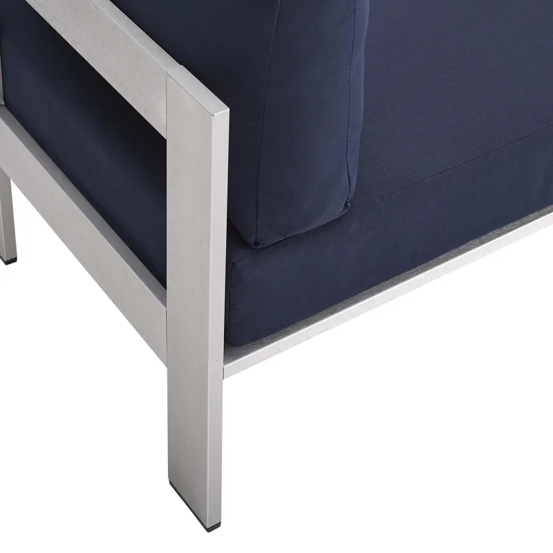Shore Sunbrella Fabric Outdoor Patio Aluminum 3 Piece Set