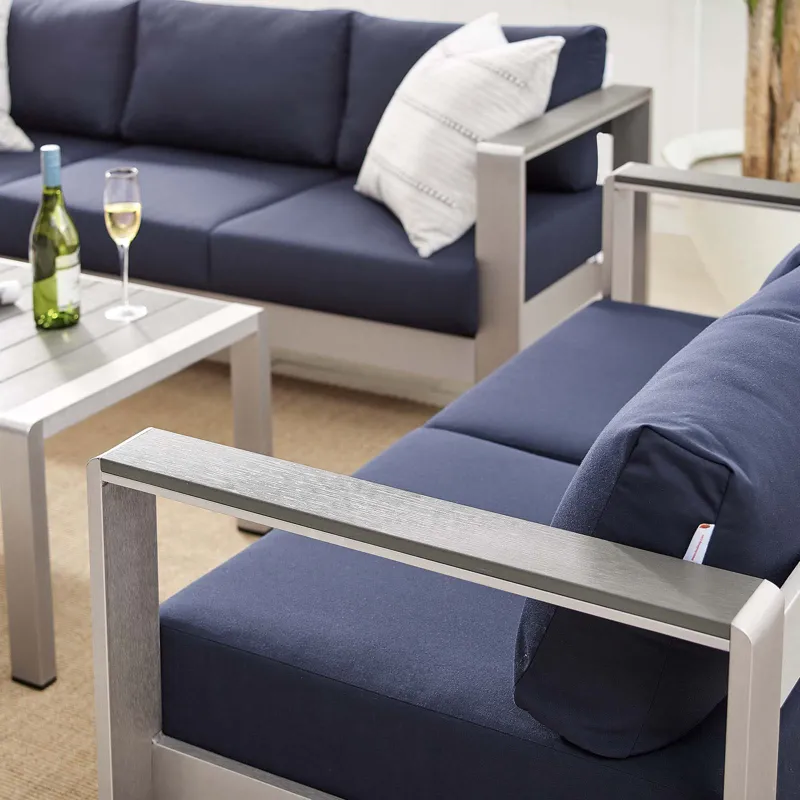 Shore Sunbrella Fabric Outdoor Patio Aluminum 3 Piece Set