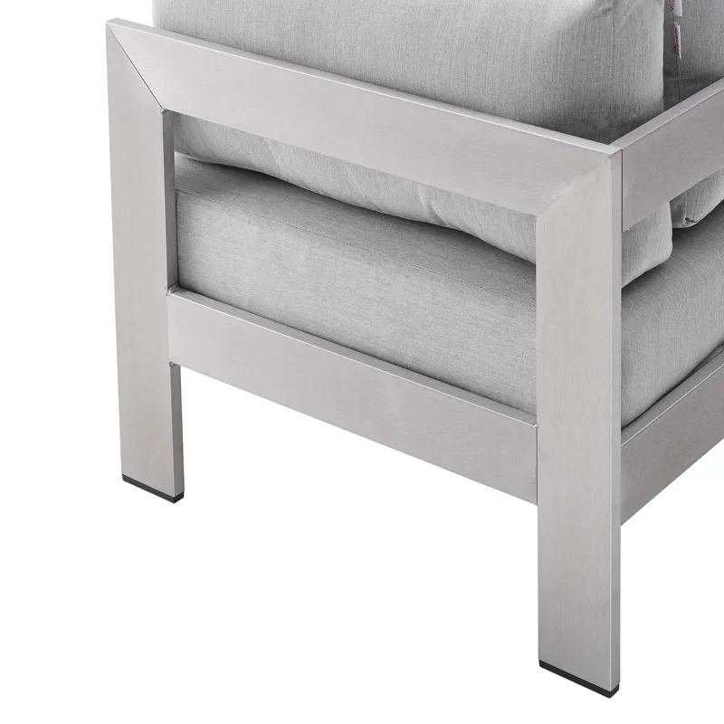Shore Sunbrella Fabric Outdoor Patio Aluminum 4 Piece Sectional Sofa Set