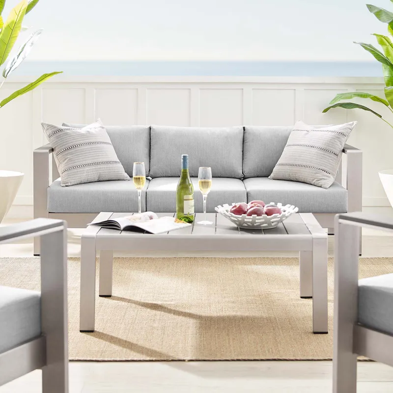 Shore Sunbrella Fabric Outdoor Patio Aluminum 4 Piece Set