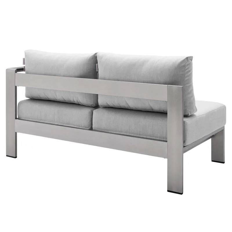 Shore Sunbrella Fabric Outdoor Patio Aluminum 5 Piece Sectional Sofa Set
