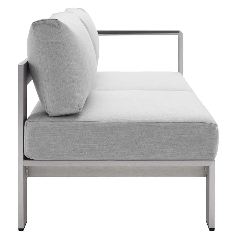 Shore Sunbrella Fabric Outdoor Patio Aluminum 6 Piece Sectional Sofa Set