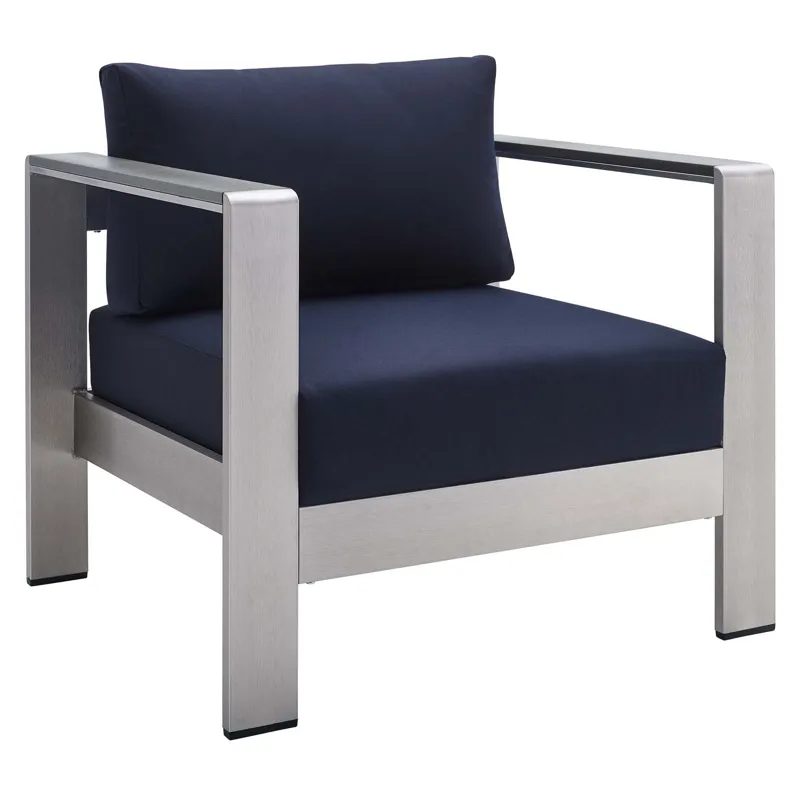 Shore Sunbrella Fabric Outdoor Patio Aluminum 7 Piece Set