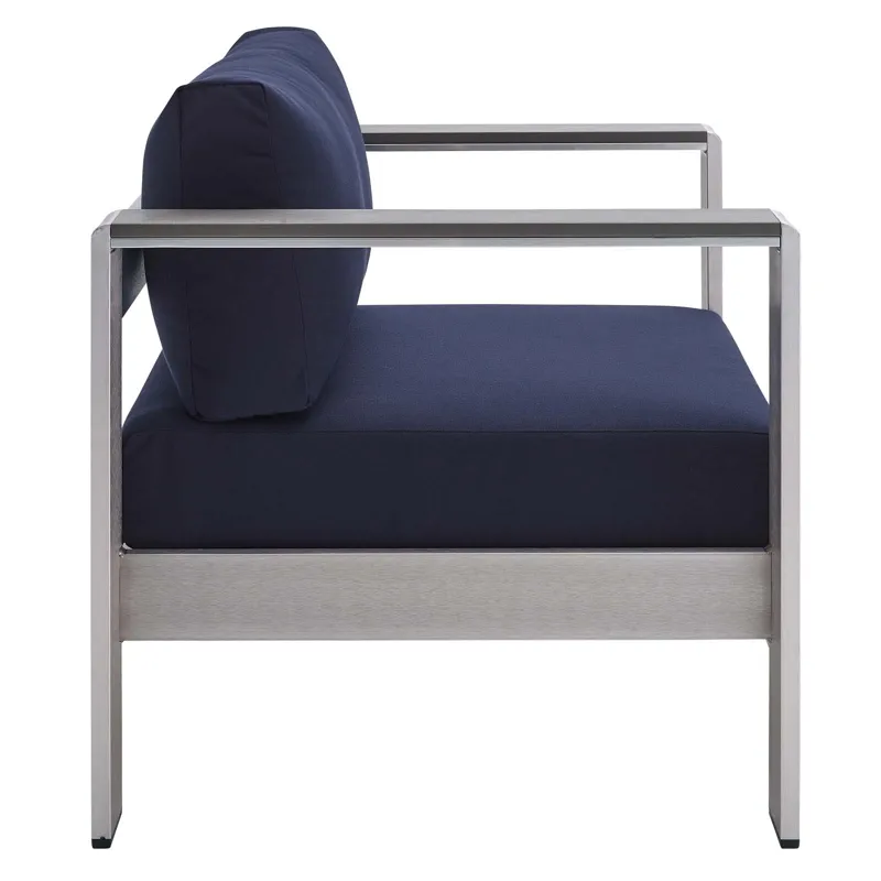 Shore Sunbrella Fabric Outdoor Patio Aluminum 7 Piece Set