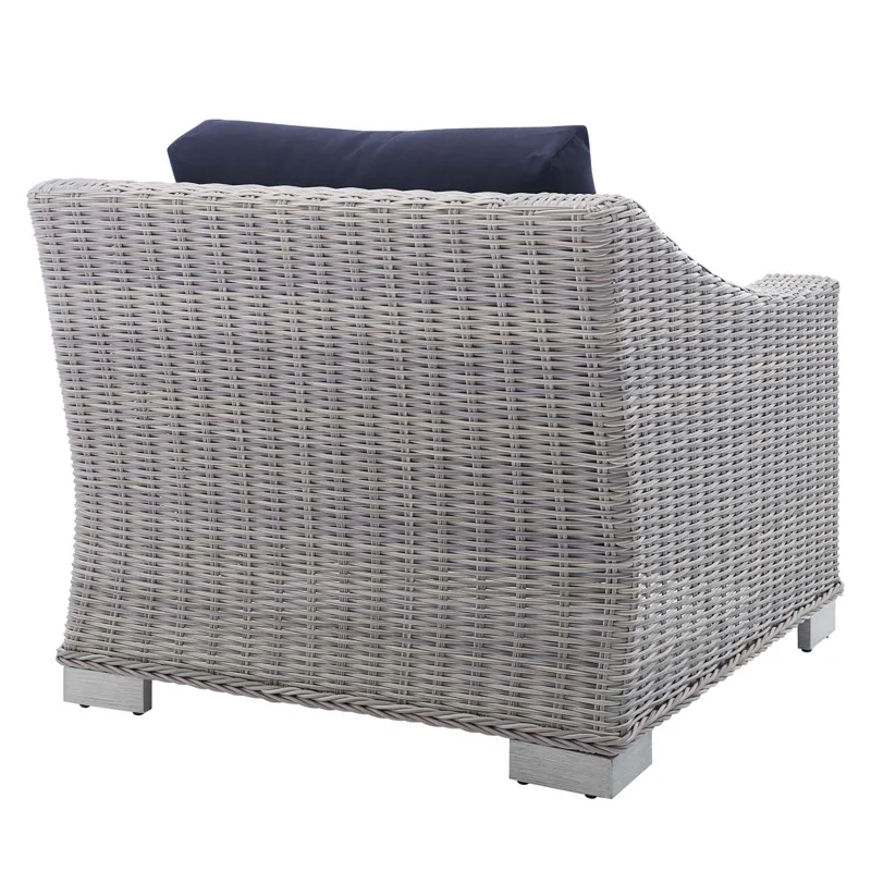 Conway Sunbrella Outdoor Patio Wicker Rattan 2-Piece Armchair and Ottoman Set