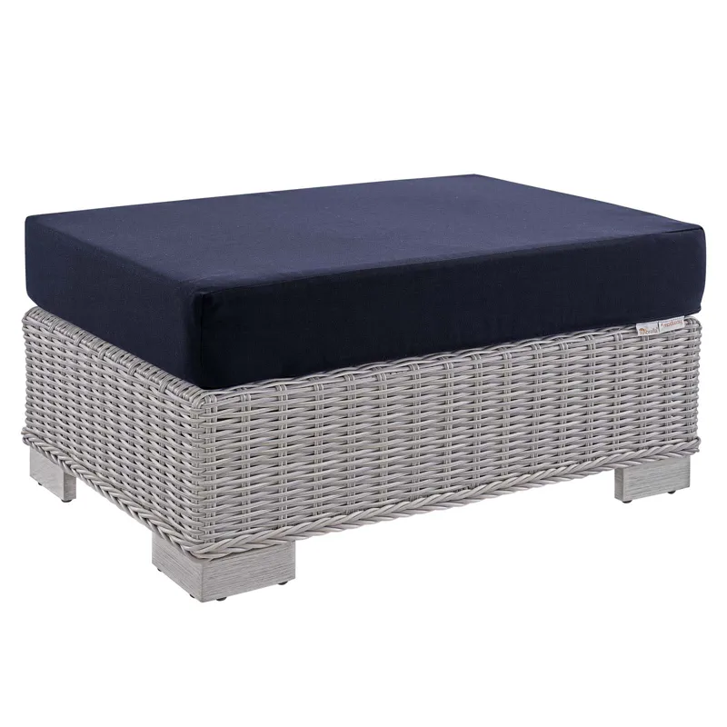Conway Sunbrella Outdoor Patio Wicker Rattan 2-Piece Armchair and Ottoman Set