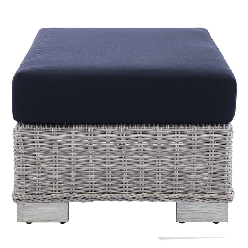 Conway Sunbrella Outdoor Patio Wicker Rattan 2-Piece Armchair and Ottoman Set