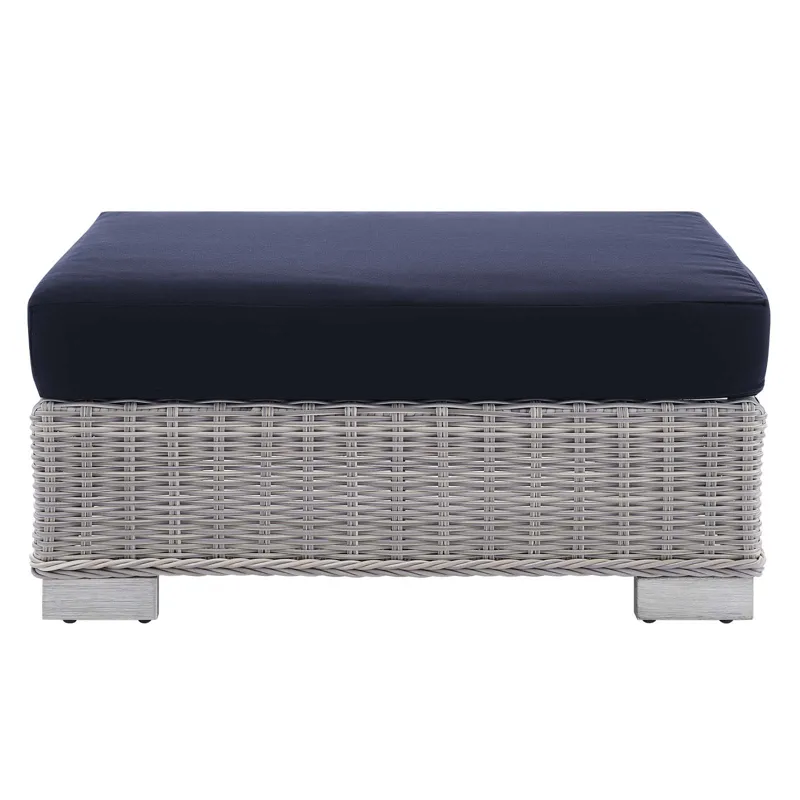 Conway Sunbrella Outdoor Patio Wicker Rattan 2-Piece Armchair and Ottoman Set
