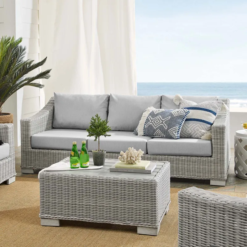 Conway Sunbrella Outdoor Patio Wicker Rattan 4-Piece Furniture Set