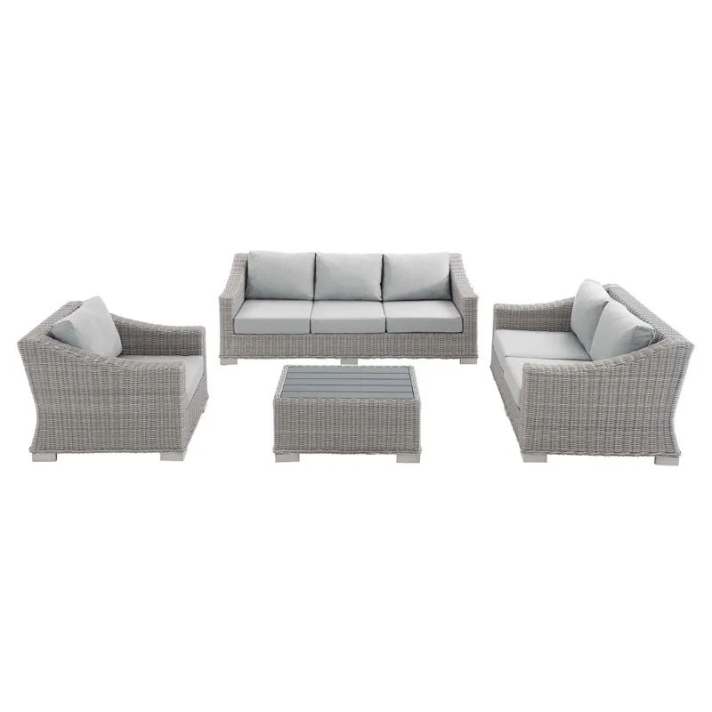 Conway Sunbrella Outdoor Patio Wicker Rattan 4-Piece Furniture Set