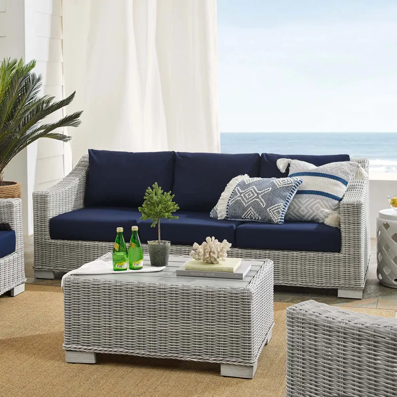 Conway Sunbrella Outdoor Patio Wicker Rattan 4-Piece Furniture Set