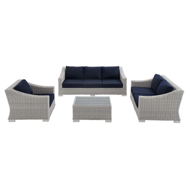 Conway Sunbrella Outdoor Patio Wicker Rattan 4-Piece Furniture Set