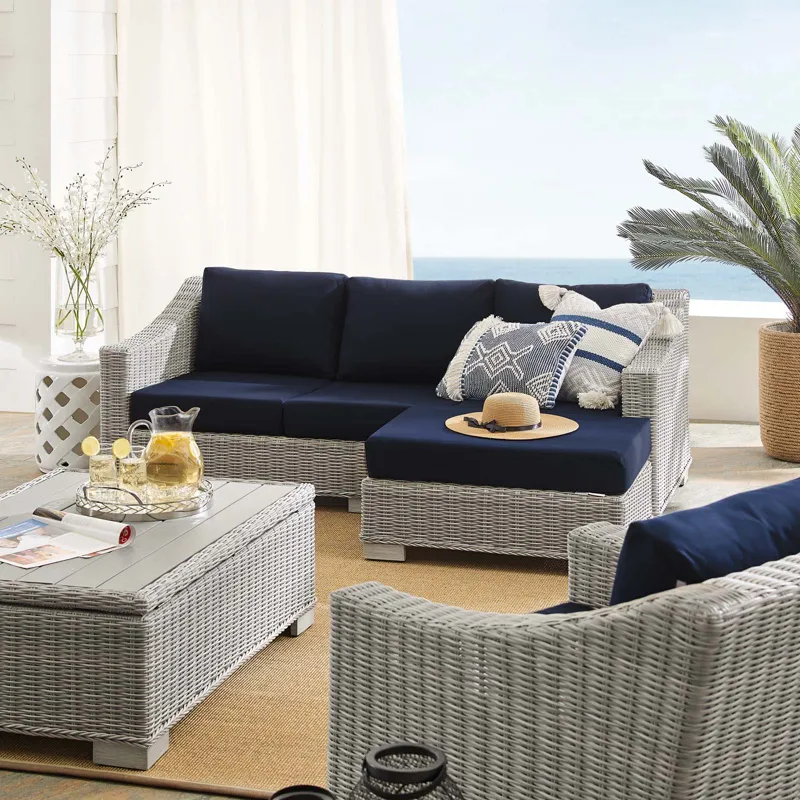 Conway Sunbrella Outdoor Patio Wicker Rattan 5-Piece Furniture Set