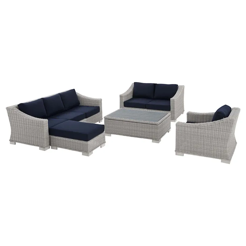 Conway Sunbrella Outdoor Patio Wicker Rattan 5-Piece Furniture Set