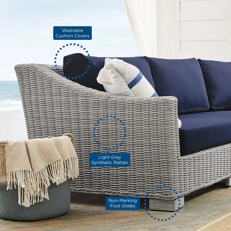 Conway Sunbrella Outdoor Patio Wicker Rattan 4-Piece Furniture Set