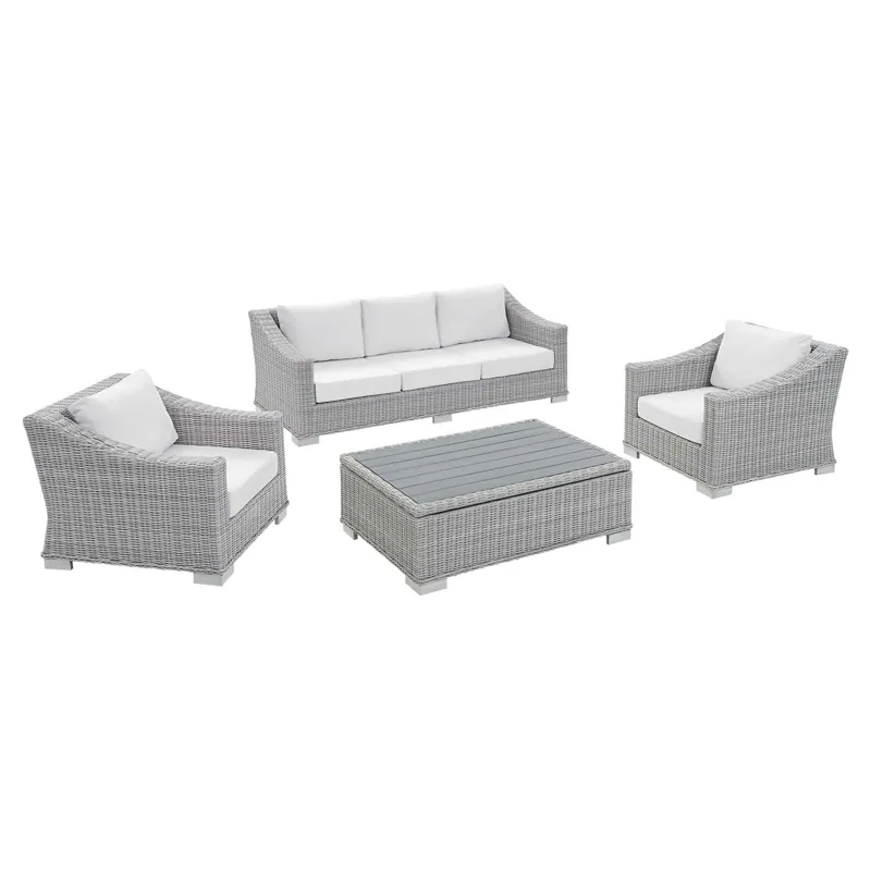 Conway Sunbrella Outdoor Patio Wicker Rattan 4-Piece Furniture Set