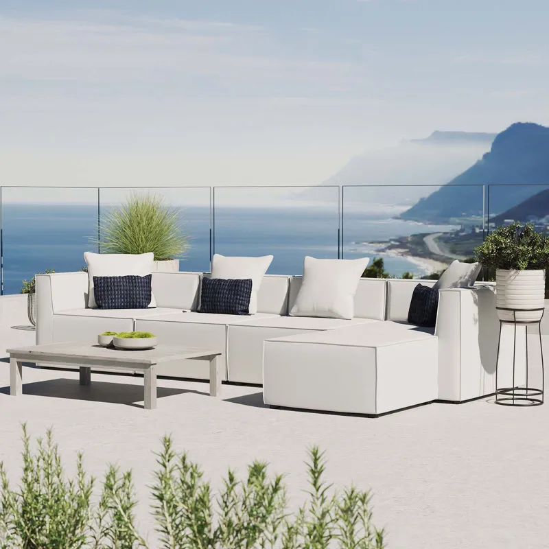 Saybrook Outdoor Patio Upholstered 5-Piece Sectional Sofa
