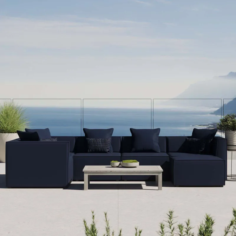 Saybrook Outdoor Patio Upholstered 6-Piece Sectional Sofa