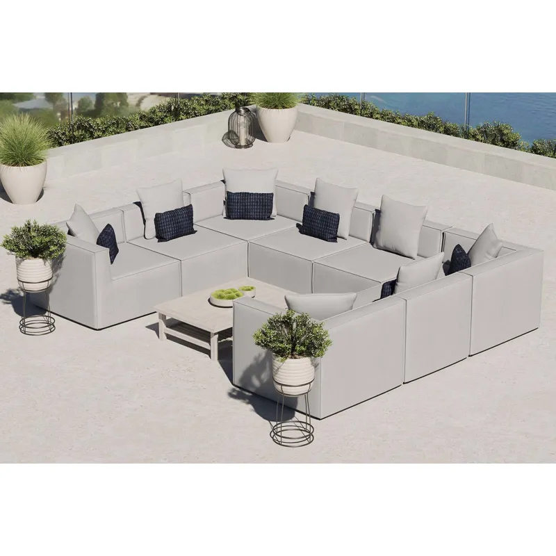 Saybrook Outdoor Patio Upholstered 8-Piece Sectional Sofa