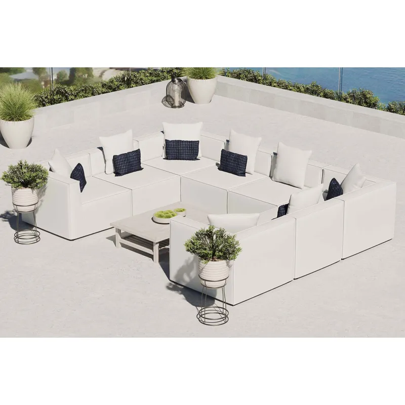 Saybrook Outdoor Patio Upholstered 8-Piece Sectional Sofa