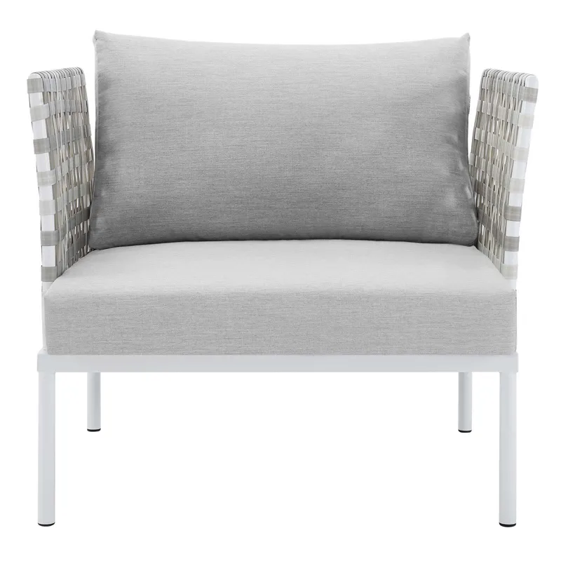 Harmony Sunbrella Basket Weave Outdoor Patio Aluminum Armchair