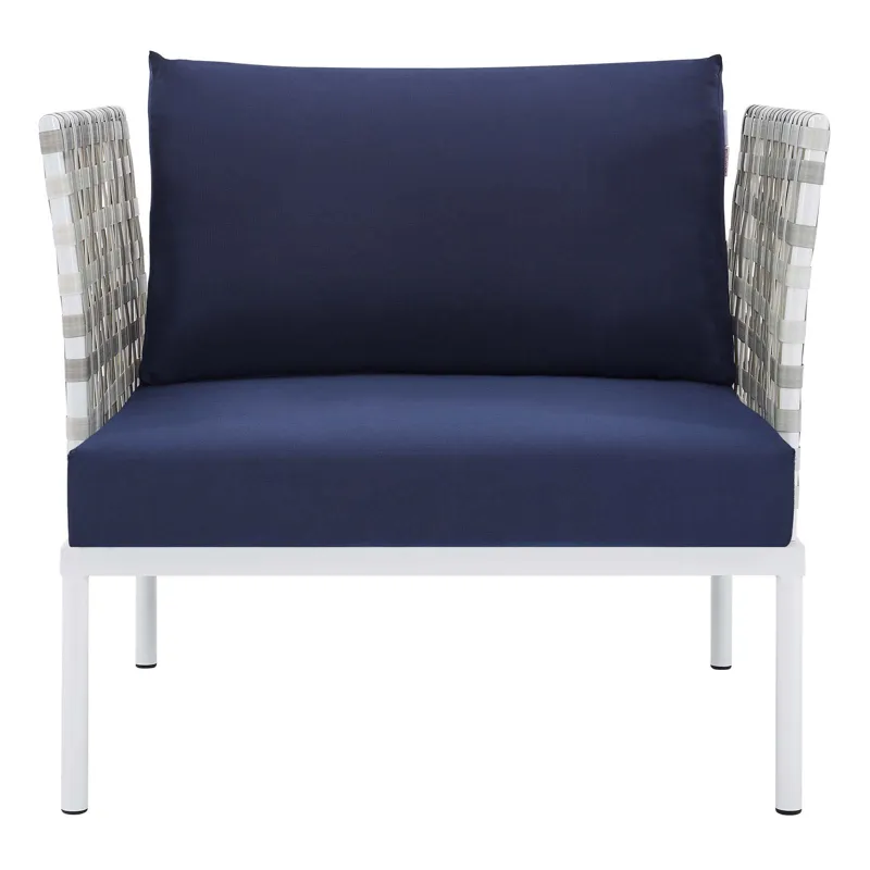 Harmony Sunbrella Basket Weave Outdoor Patio Aluminum Armchair