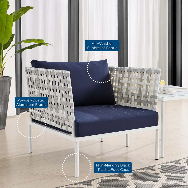 Harmony Sunbrella Basket Weave Outdoor Patio Aluminum Armchair