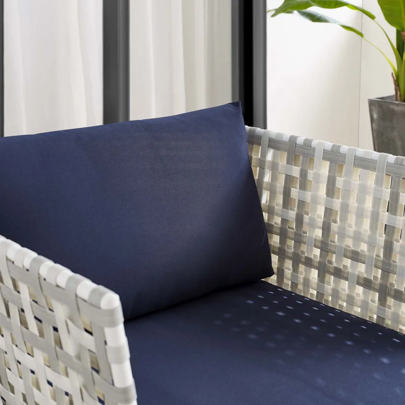 Harmony Sunbrella Basket Weave Outdoor Patio Aluminum Armchair
