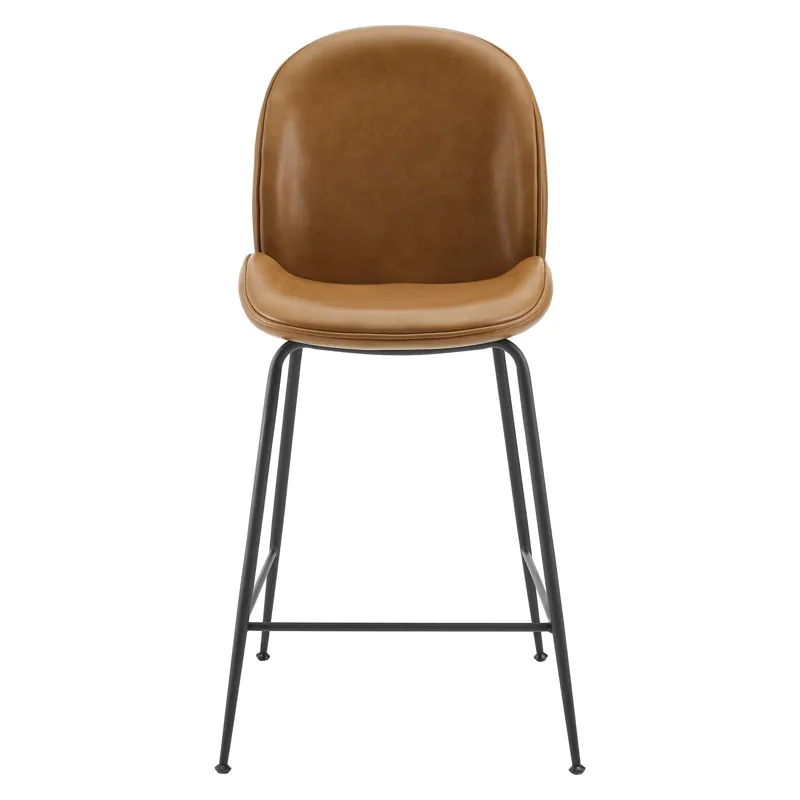 Scoop Black Powder Coated Steel Leg Vegan Leather Counter Stool
