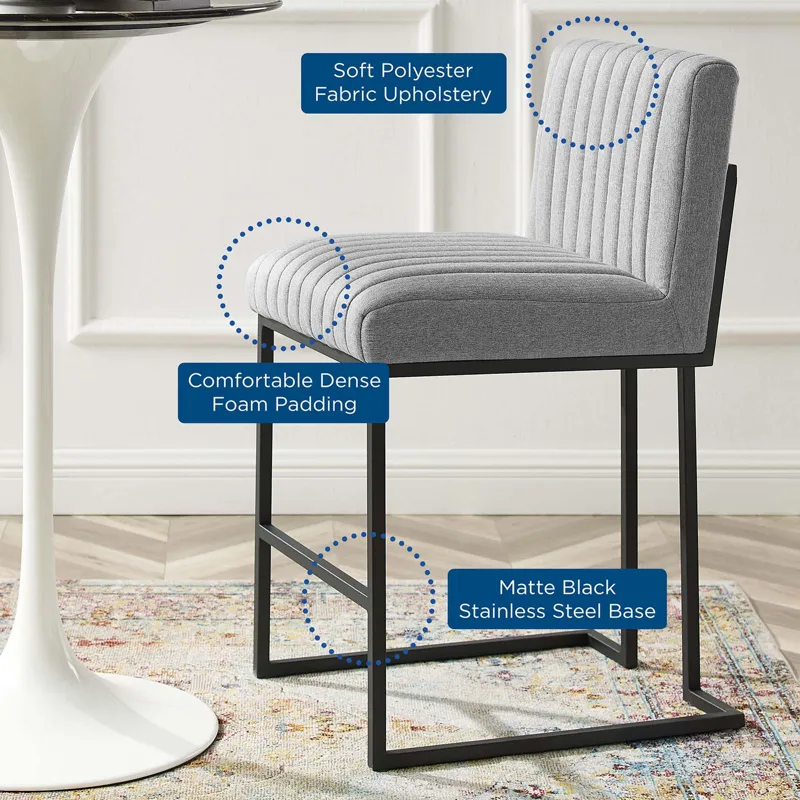 Indulge Channel Tufted Fabric Counter Stool