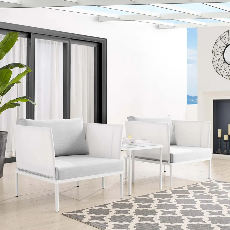 Harmony 3-Piece Sunbrella Outdoor Patio Aluminum Seating Set