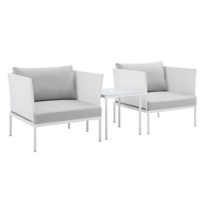 Harmony 3-Piece Sunbrella Outdoor Patio Aluminum Seating Set