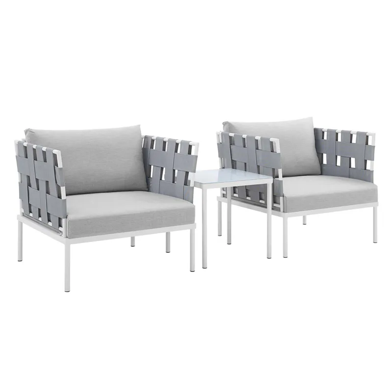 Harmony 3-Piece Sunbrella Outdoor Patio Aluminum Seating Set