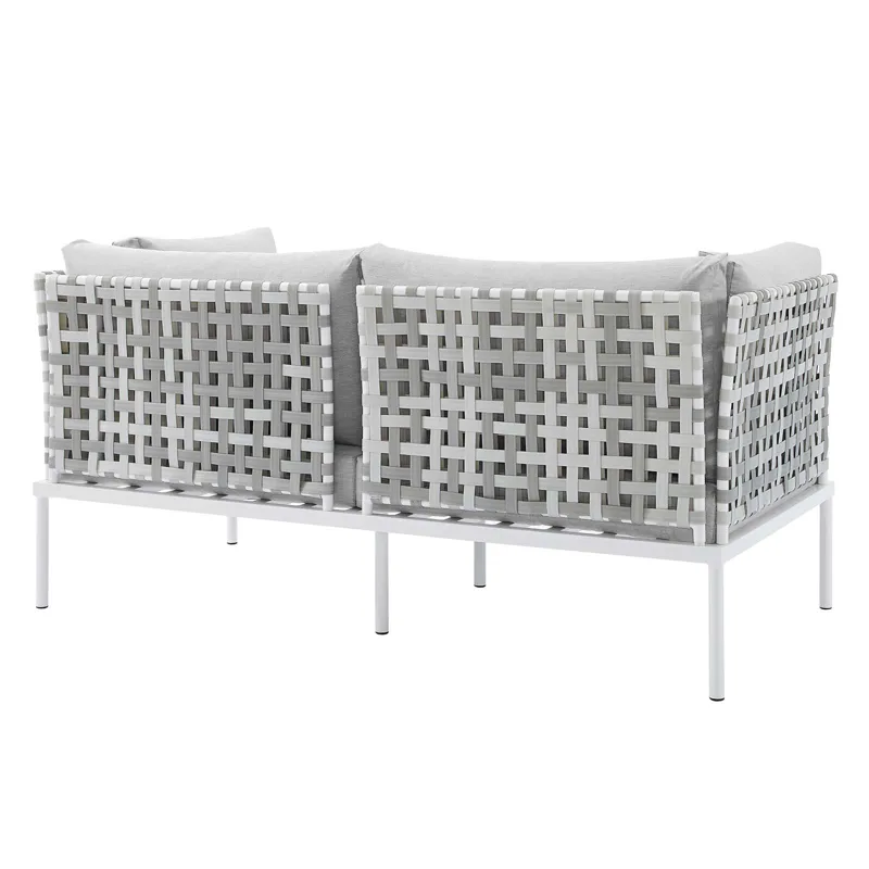 Harmony 4-Piece Sunbrella Basket Weave Outdoor Patio Aluminum Seating Set