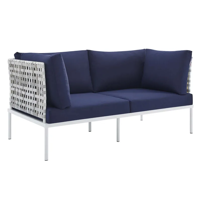 Harmony 4-Piece Sunbrella Basket Weave Outdoor Patio Aluminum Seating Set