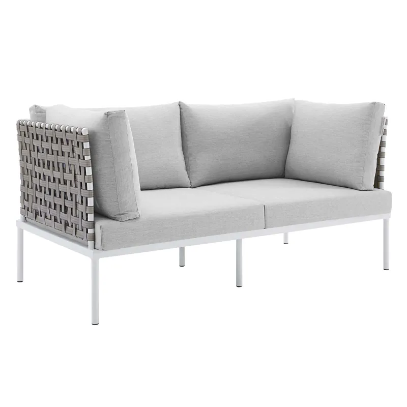Harmony 4-Piece Sunbrella Basket Weave Outdoor Patio Aluminum Seating Set