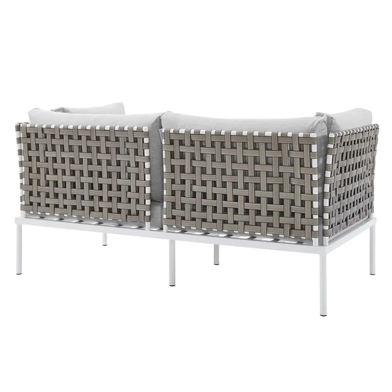 Harmony 4-Piece Sunbrella Basket Weave Outdoor Patio Aluminum Seating Set