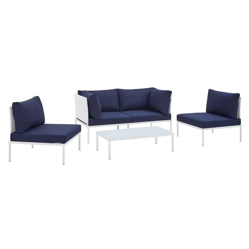 Harmony 4-Piece Sunbrella Outdoor Patio Aluminum Seating Set