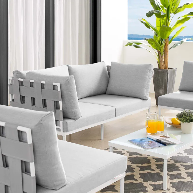 Harmony 4-Piece Sunbrella Outdoor Patio Aluminum Seating Set