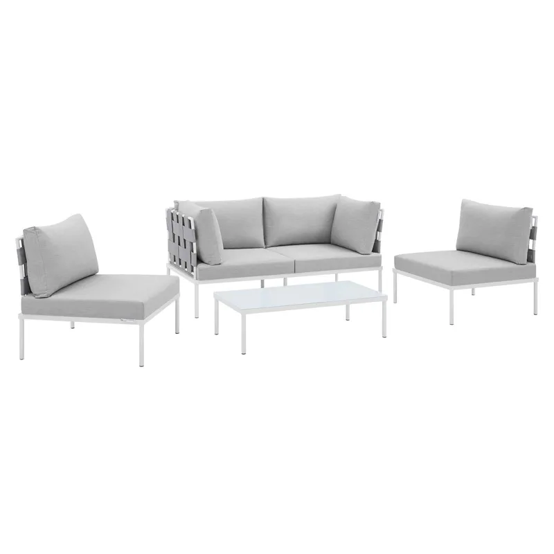Harmony 4-Piece Sunbrella Outdoor Patio Aluminum Seating Set