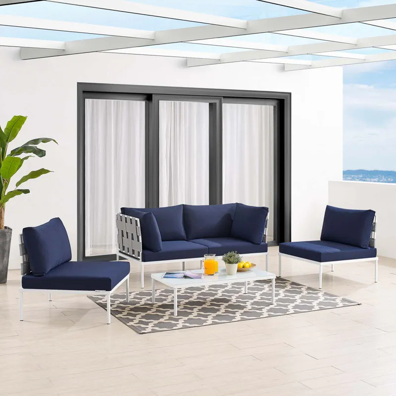 Harmony 4-Piece Sunbrella Outdoor Patio Aluminum Seating Set