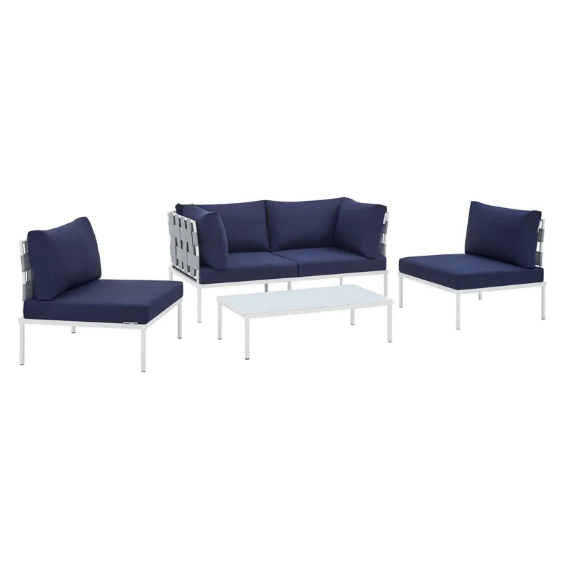 Harmony 4-Piece Sunbrella Outdoor Patio Aluminum Seating Set