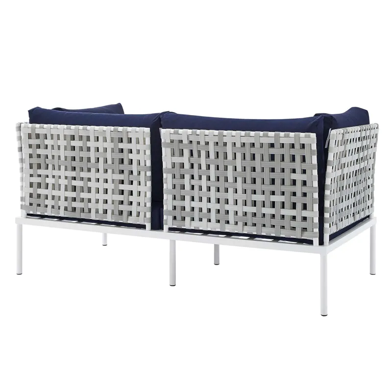Harmony 5-Piece Sunbrella Basket Weave Outdoor Patio Aluminum Seating Set