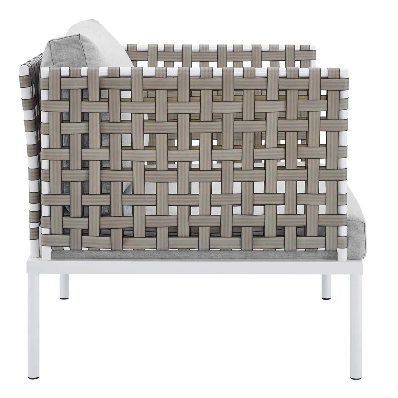 Harmony 5-Piece Sunbrella Basket Weave Outdoor Patio Aluminum Seating Set