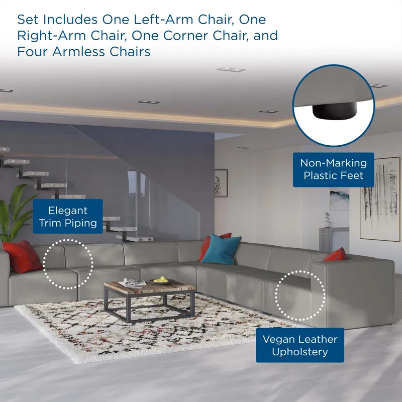 Mingle Vegan Leather 7-Piece Sectional Sofa