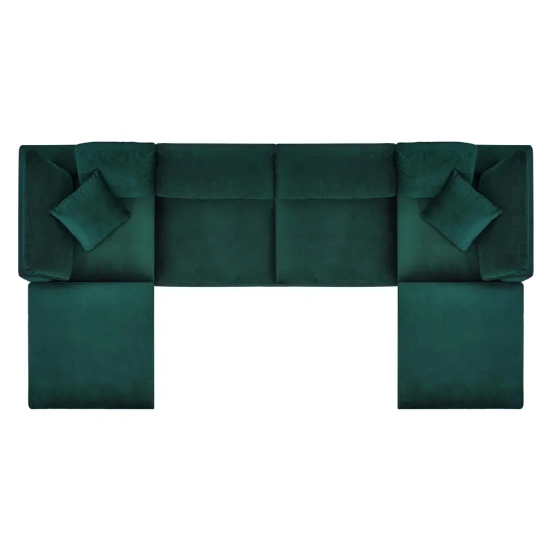 Commix Down Filled Overstuffed Performance Velvet 6-Piece Sectional Sofa
