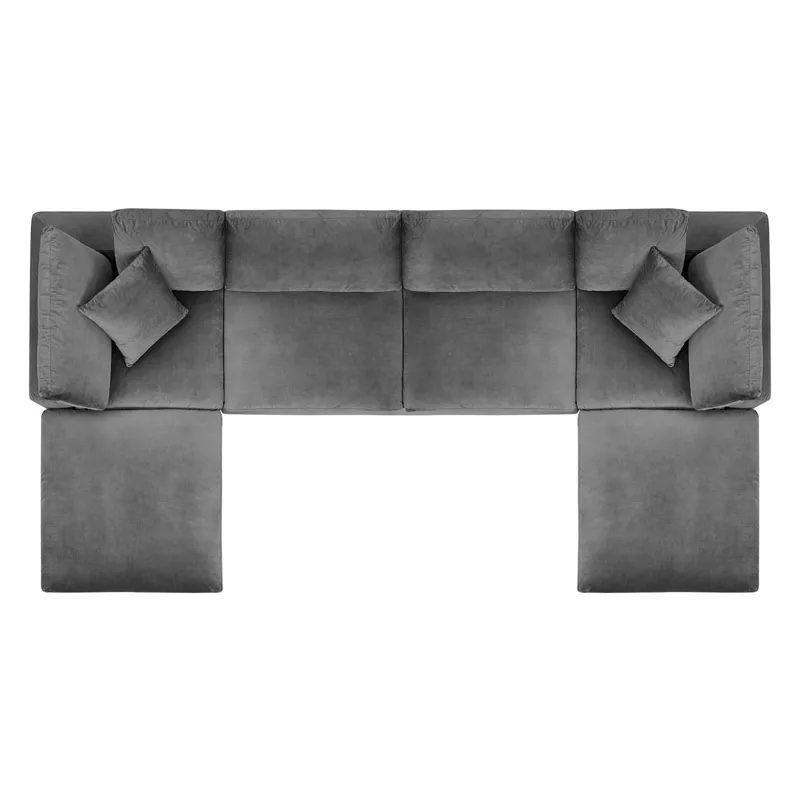 Commix Down Filled Overstuffed Performance Velvet 6-Piece Sectional Sofa